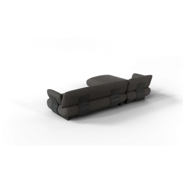 2-Sitzer Chaiselongue, links -MOCO- Farbe Taupe - Stoff: Boucla