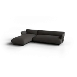 2-Sitzer Chaiselongue, links -MOCO- Farbe Taupe - Stoff: Boucla