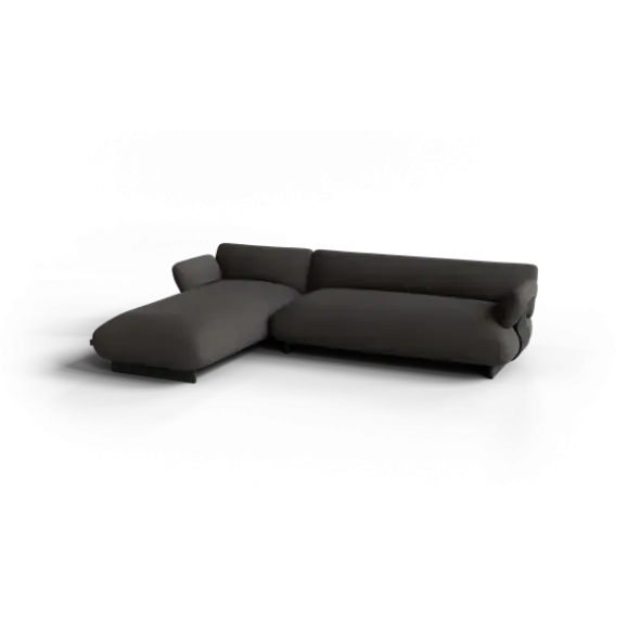 2-Sitzer Chaiselongue, links -MOCO- Farbe Taupe - Stoff: Boucla