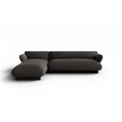 2-Sitzer Chaiselongue, links -MOCO- Farbe Taupe - Stoff: Boucla