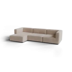 3-Sitzer Chaiselongue, links -TASI- Farbe Beige - Stoff: Pina