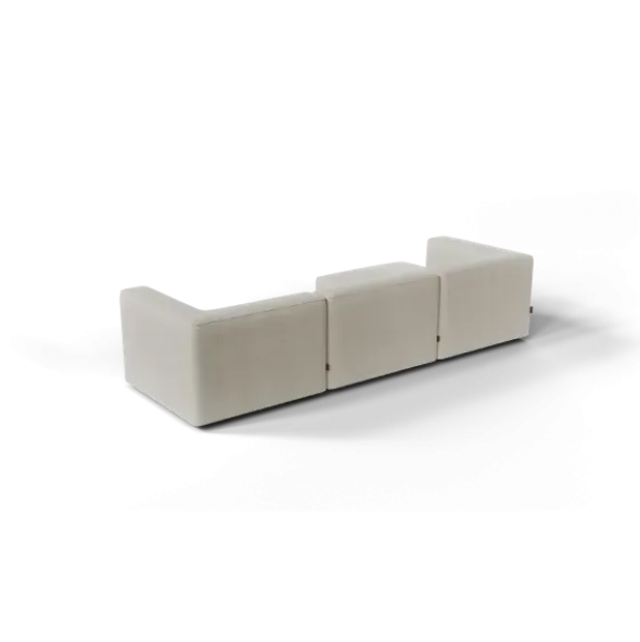 3-Sitzer Chaiselongue, links -TASI- Farbe Beige - Stoff: Boucla