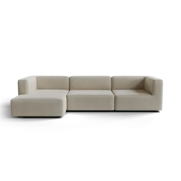 3-Sitzer Chaiselongue, links -TASI- Farbe Beige - Stoff: Boucla