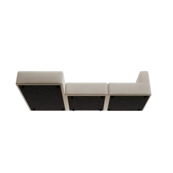 3-Sitzer Chaiselongue, links -TASI- Farbe Beige - Stoff: Boucla