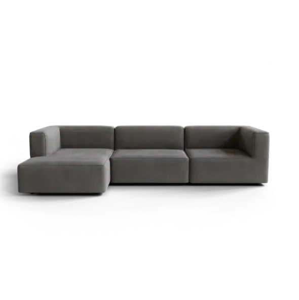 3-Sitzer Chaiselongue, links -TASI- Farbe Zinc - Stoff: Pina