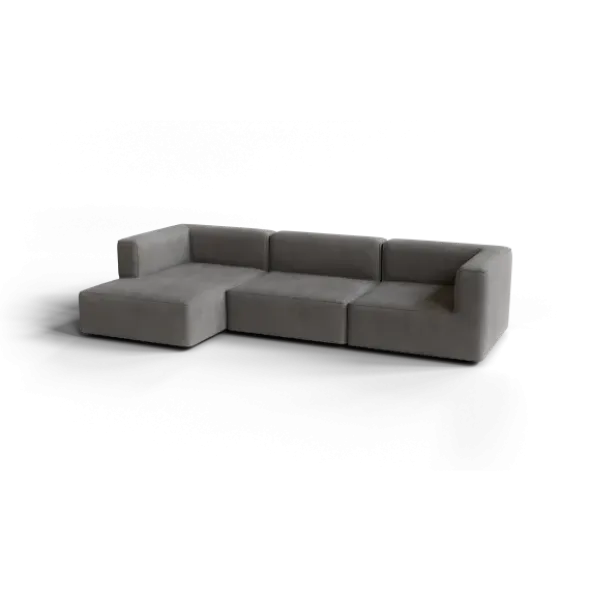 3-Sitzer Chaiselongue, links -TASI- Farbe Zinc - Stoff: Pina