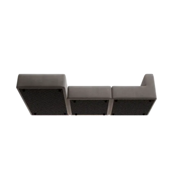 3-Sitzer Chaiselongue, links -TASI- Farbe Zinc - Stoff: Pina
