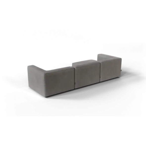 3-Sitzer Chaiselongue, links -TASI- Farbe Zinc - Stoff: Pina