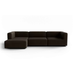 3-Sitzer Chaiselongue, links -TASI- Farbe Espresso - Stoff: Pina