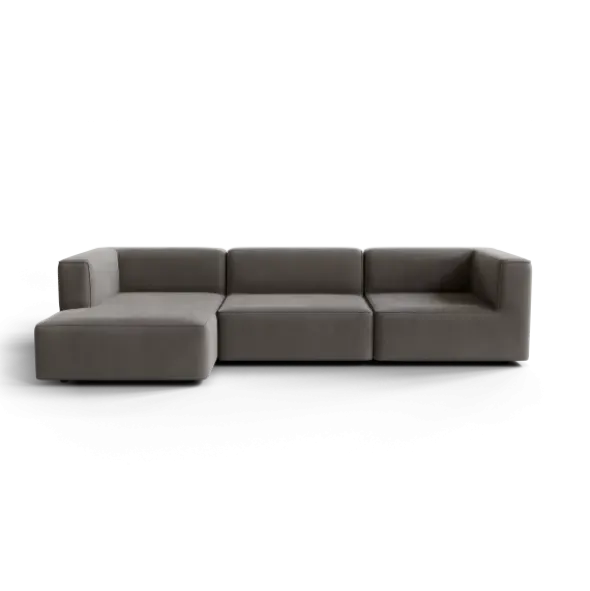3-Sitzer Chaiselongue, links -TASI- Farbe Shitake - Stoff: kvadrat Melange Nap