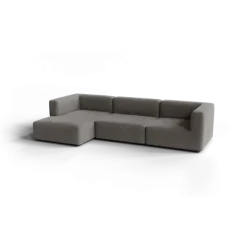 3-Sitzer Chaiselongue, links -TASI- Farbe Shitake - Stoff: kvadrat Melange Nap