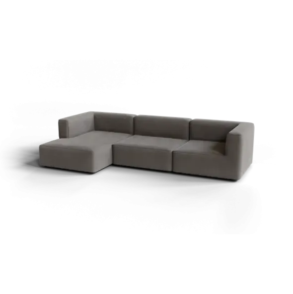 3-Sitzer Chaiselongue, links -TASI- Farbe Shitake - Stoff: kvadrat Melange Nap