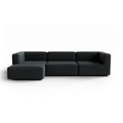 3-Sitzer Chaiselongue, links -TASI- Farbe Coal - Stoff: kvadrat Melange Nap