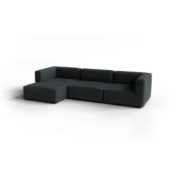 3-Sitzer Chaiselongue, links -TASI- Farbe Coal - Stoff: kvadrat Melange Nap