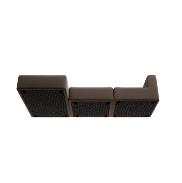 3-Sitzer Chaiselongue, links -TASI- Farbe Shitake - Stoff: Boucla