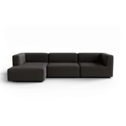 3-Sitzer Chaiselongue, links -TASI- Farbe Taupe - Stoff: Boucla