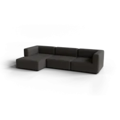 3-Sitzer Chaiselongue, links -TASI- Farbe Taupe - Stoff: Boucla