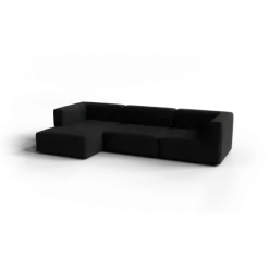 3-Sitzer Chaiselongue, links -TASI- Farbe Coal - Stoff: Boucla