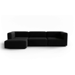 3-Sitzer Chaiselongue, links -TASI- Farbe Coal - Stoff: Boucla