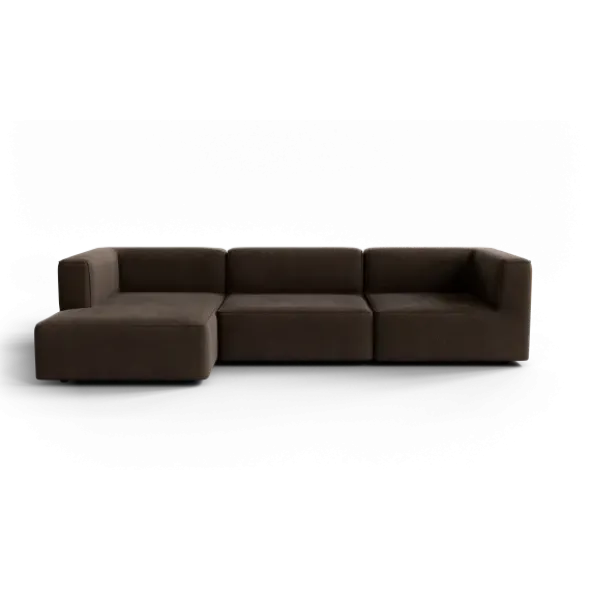 3-Sitzer Chaiselongue, links -TASI- Farbe Espresso - Stoff: kvadrat Moss