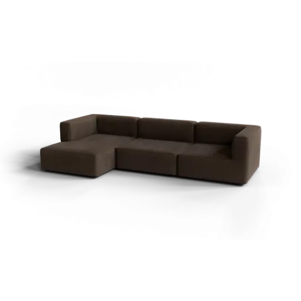 3-Sitzer Chaiselongue, links -TASI- Farbe Espresso - Stoff: kvadrat Moss
