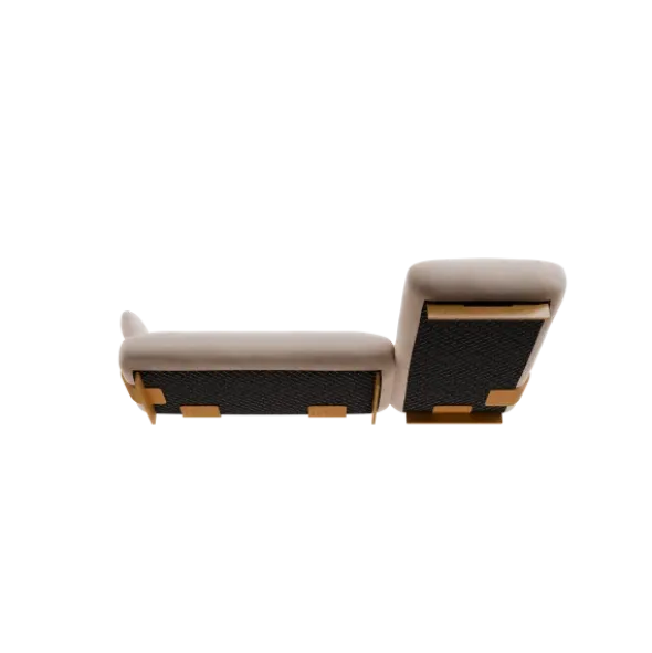 2-Sitzer Chaiselongue, rechts -MOCO- Farbe Beige - Stoff: Pina
