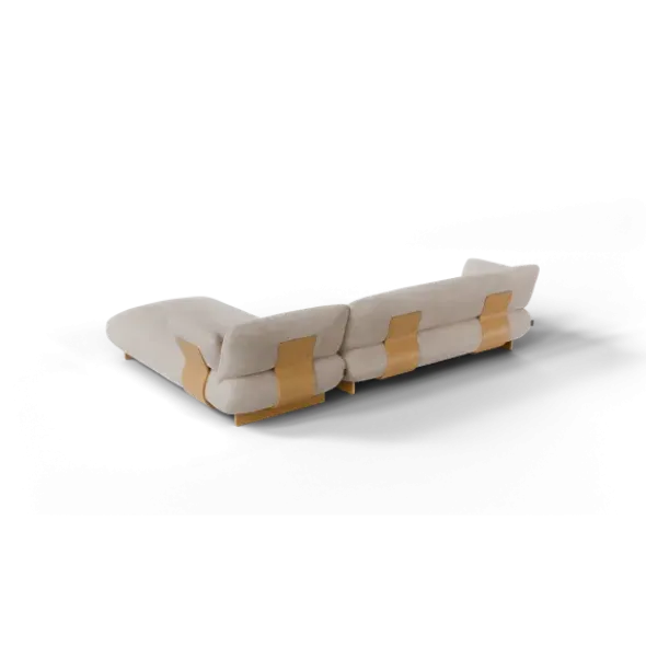 2-Sitzer Chaiselongue, rechts -MOCO- Farbe Beige - Stoff: Pina