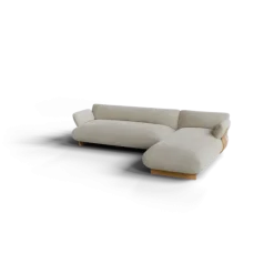 2-Sitzer Chaiselongue, rechts -MOCO- Farbe Beige - Stoff: Boucla