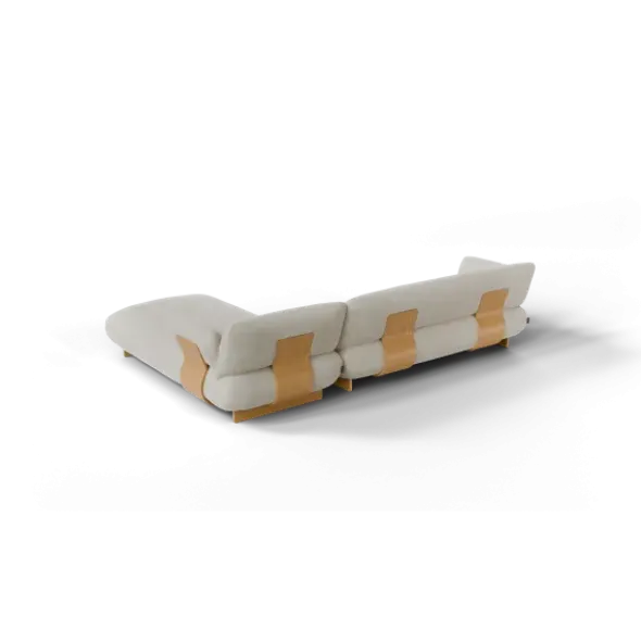 2-Sitzer Chaiselongue, rechts -MOCO- Farbe Beige - Stoff: Boucla