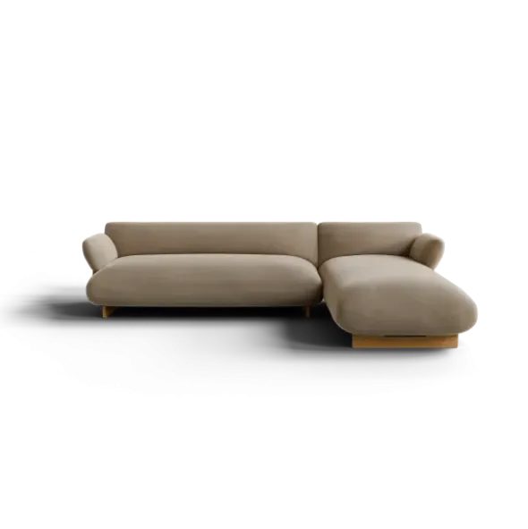 2-Sitzer Chaiselongue, rechts -MOCO- Farbe Beige - Stoff: kvadrat Melange Nap