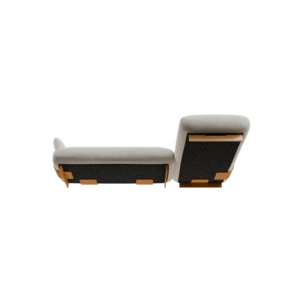 2-Sitzer Chaiselongue, rechts -MOCO- Farbe Cloud - Stoff: kvadrat Moss