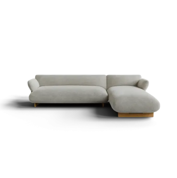 2-Sitzer Chaiselongue, rechts -MOCO- Farbe Cloud - Stoff: kvadrat Moss