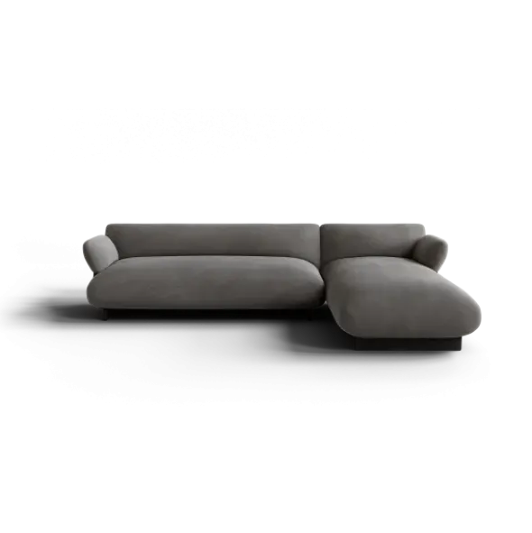 2-Sitzer Chaiselongue, rechts -MOCO- Farbe Zinc - Stoff: Pina