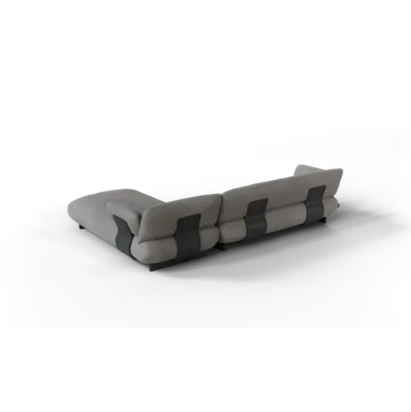 2-Sitzer Chaiselongue, rechts -MOCO- Farbe Zinc - Stoff: Pina
