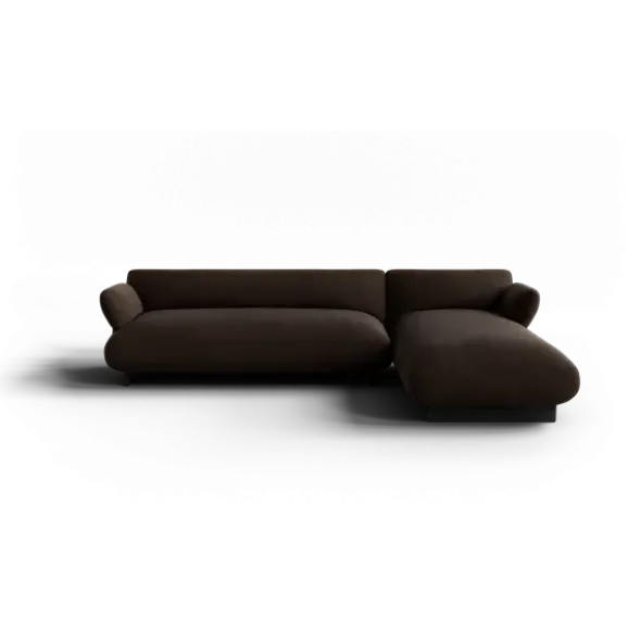 2-Sitzer Chaiselongue, rechts -MOCO- Farbe Espresso - Stoff: Pina