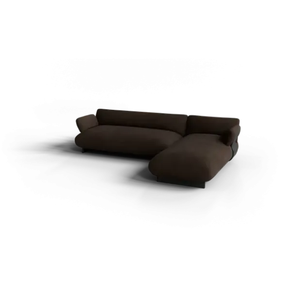 2-Sitzer Chaiselongue, rechts -MOCO- Farbe Espresso - Stoff: Pina