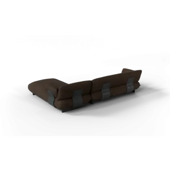 2-Sitzer Chaiselongue, rechts -MOCO- Farbe Espresso - Stoff: Pina