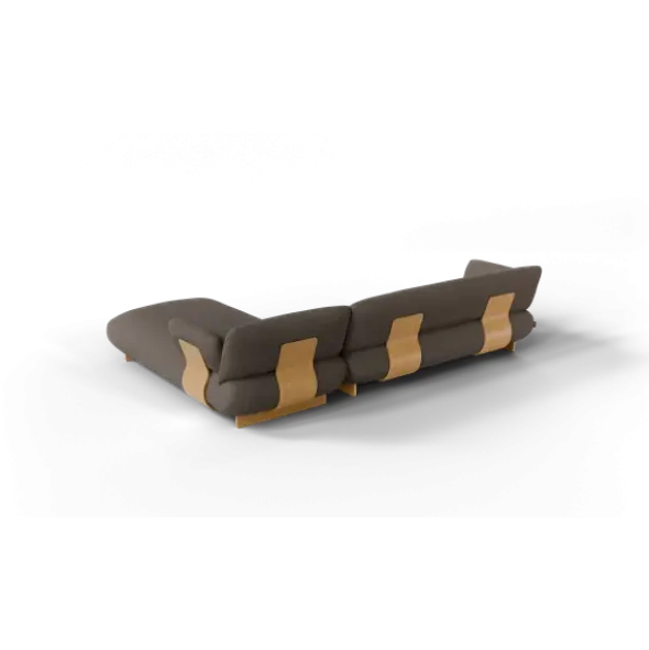2-Sitzer Chaiselongue, rechts -MOCO- Farbe Shitake - Stoff: Boucla