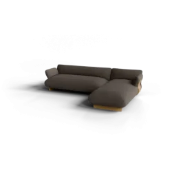 2-Sitzer Chaiselongue, rechts -MOCO- Farbe Shitake - Stoff: Boucla