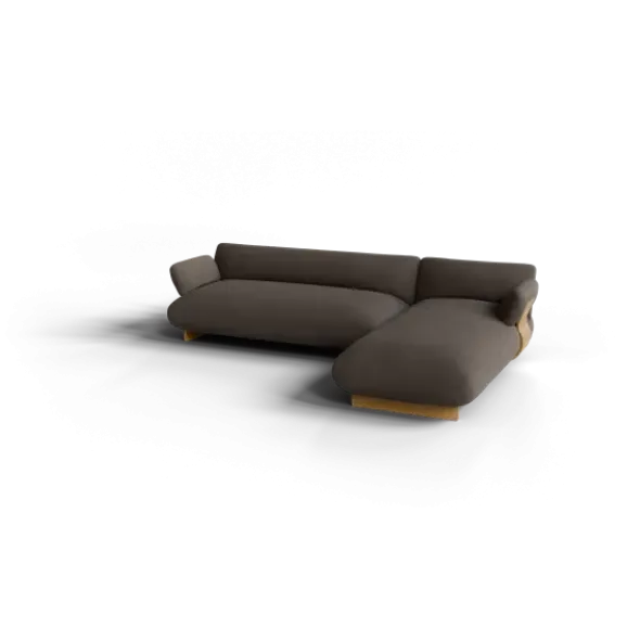2-Sitzer Chaiselongue, rechts -MOCO- Farbe Shitake - Stoff: Boucla