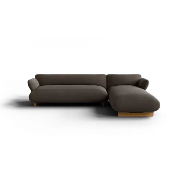 2-Sitzer Chaiselongue, rechts -MOCO- Farbe Shitake - Stoff: Boucla