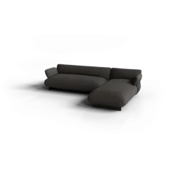 2-Sitzer Chaiselongue, rechts -MOCO- Farbe Taupe - Stoff: Boucla