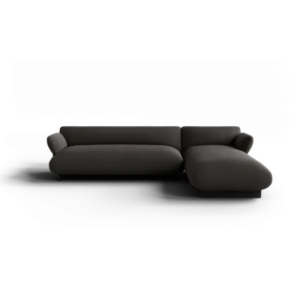 2-Sitzer Chaiselongue, rechts -MOCO- Farbe Taupe - Stoff: Boucla