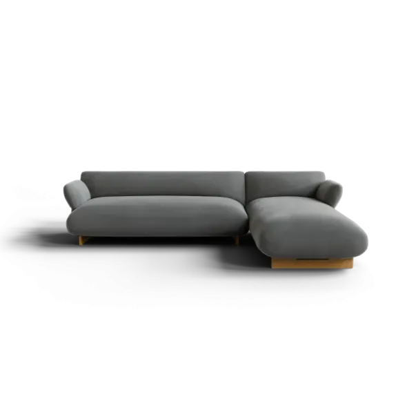 2-Sitzer Chaiselongue, rechts -MOCO- Farbe Desert - Stoff: kvadrat Melange Nap