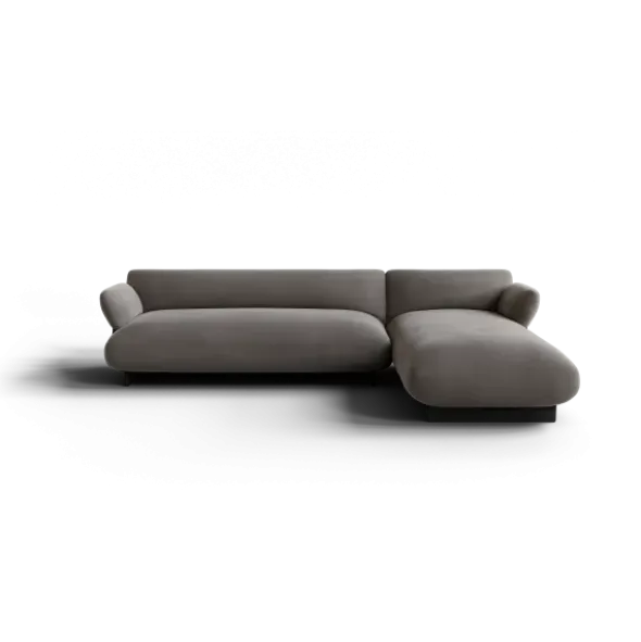 2-Sitzer Chaiselongue, rechts -MOCO- Farbe Shitake - Stoff: kvadrat Melange Nap