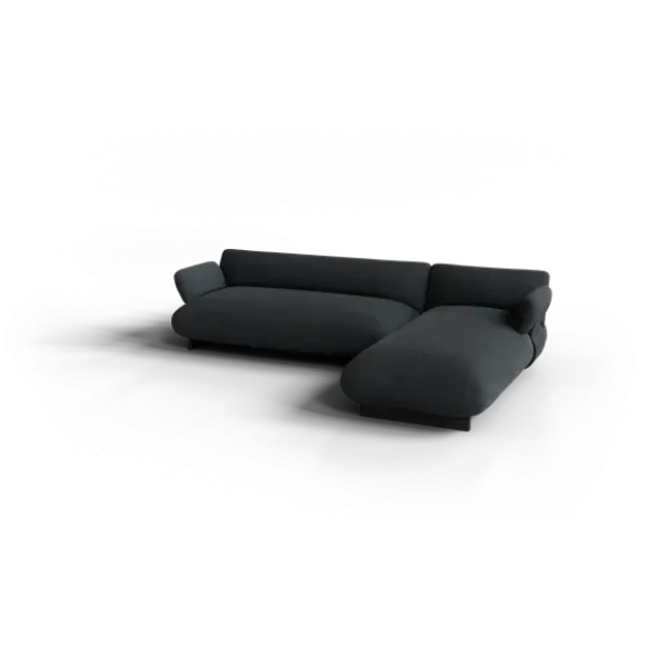 2-Sitzer Chaiselongue, rechts -MOCO- Farbe Coal - Stoff: kvadrat Melange Nap