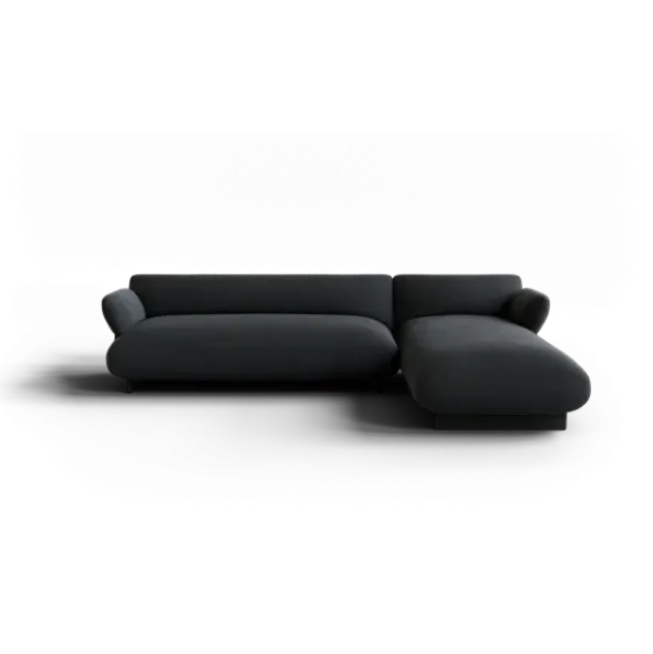 2-Sitzer Chaiselongue, rechts -MOCO- Farbe Coal - Stoff: kvadrat Melange Nap
