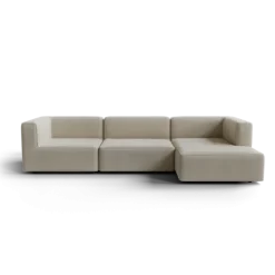 3-Sitzer Chaiselongue, rechts -TASI- Farbe Beige - Stoff: Boucla