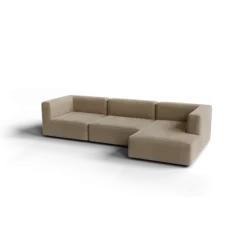 3-Sitzer Chaiselongue, rechts -TASI- Farbe Beige - Stoff: kvadrat Melange Nap