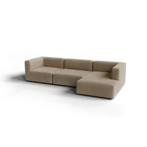 3-Sitzer Chaiselongue, rechts -TASI- Farbe Beige - Stoff: kvadrat Melange Nap
